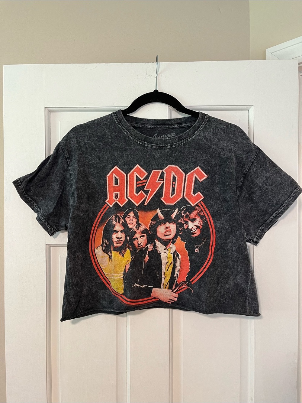 AC/DC Dark Grey Crop Short Sleeve Tee
